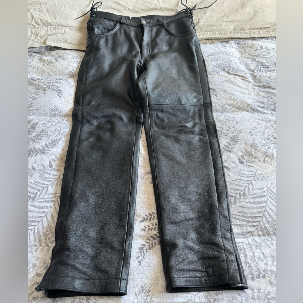 Leather motorcycle riding overpants - Size 34